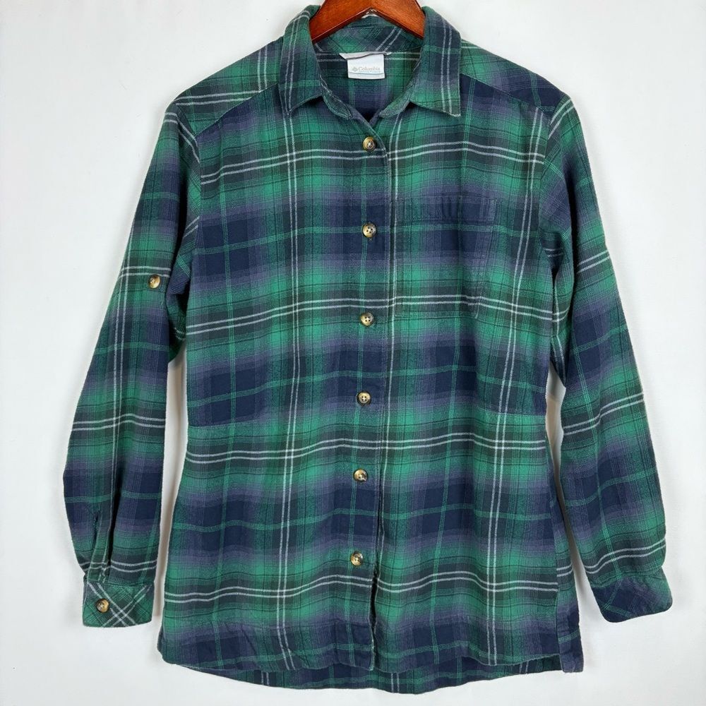 Columbia Plaid Flannel Button Down Long Sleeve Shirt